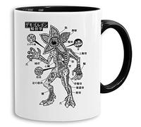 Stranger Demo Anatomie - tasse à café Mug cadeau Things Demogorgon Elfie Dustin Jane Hopper Upside Down tv blu-ray dvd, Farbe2:Blanc