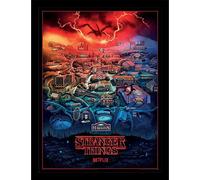 Stranger Things 4 - Poster encadré "Hawkins Town" PM8280 (40 cm x 30 cm) (Coloured)