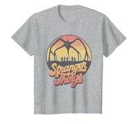 Stranger Things 80's Sunset Mindflayer Group T-Shirt, Enfant, Gris Chiné, 12 Ans