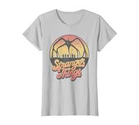 Stranger Things 80's Sunset Mindflayer Group T-Shirt, Femme, Argent, S