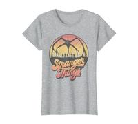 Stranger Things 80's Sunset Mindflayer Group T-Shirt, Femme, Gris Chiné, L