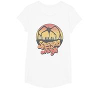 Stranger Things 80's Sunset Mindflayer Group T-Shirt, Fille, Blanc, XS