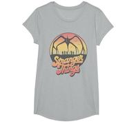 Stranger Things 80's Sunset Mindflayer Group T-Shirt, Fille, Gris Chiné, L