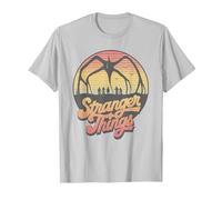 Stranger Things 80's Sunset Mindflayer Group T-Shirt, Homme, Argent, 3XL