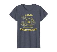 Stranger Things Camp Know Where 1985 T-Shirt, Femme, Bleu Chiné, XL