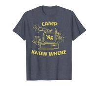 Stranger Things Camp Know Where 1985 T-Shirt, Homme, Bleu Chiné, XXL