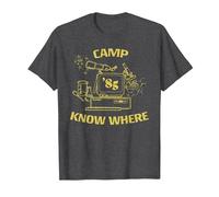 Stranger Things Camp Know Where 1985 T-Shirt, Homme, Chiné Foncé, L