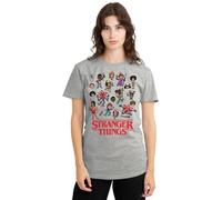 Stranger Things Cartoon Characters Ladies T Shirt, Athletic Heather, XX-Large