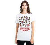 Stranger Things Cartoon Characters Ladies T Shirt, Black, Small
