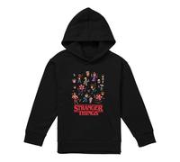 Stranger Things Cartoon Characters Youth Kids Boy Girls Pull-Over Hoodie, Black, 7-8