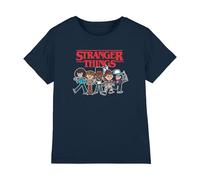 Stranger Things Cartoon Group Kids T Shirt, Bleu Marine, 12-13 Ans Mixte