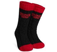 Stranger Things Chaussettes Chaussons Femme Chaussettes Fourrées Antidérapantes Fantaisie Idée Cadeau Femme Fille Ado (Noir)