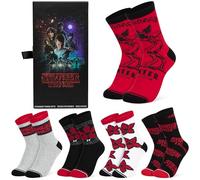Stranger Things Chaussettes Femme et Ado, Lot de 5 Paires de Chaussettes Femmes Amusantes, Taille 35-41, Idée Cadeau Femme (35/41 EU, Multi Rouge)