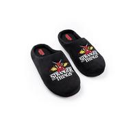 Stranger Things Chaussons mules unisexes noirs avec logo Chaussures de détente d'intérieur au design de série TV Chaussons confortables pour se détendre à la maison