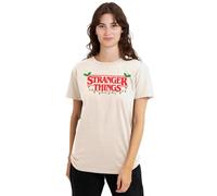 Stranger Things Christmas Logo Ladies T Shirt, Natural, Large