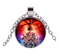 Stranger Things Collier avec pendentif en forme de dôme en verre Motif terreur