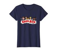 Stranger Things Dustin & Co Code Rouge T-Shirt, Femme, Bleu Marine, 3XL