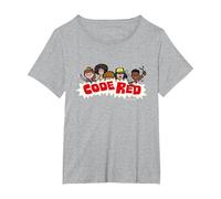 Stranger Things Dustin & Co Code Rouge T-Shirt, Femme Grandes Tailles, Gris Chiné, 6X