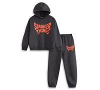Stranger Things Ensemble unisexe enfant sweat-shirt et jogging noirs | Haut à capuche à manches longues avec logo dessin animé | Vêtements confortables pour les après-midis de jeux et l'école