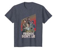Stranger Things Friends Don't Lie Poster T-Shirt, Enfant, Bleu Chiné, 8 Ans