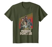 Stranger Things Friends Don't Lie Poster T-Shirt, Enfant, Olive, 2 Ans