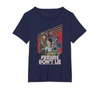 Stranger Things Friends Don't Lie Poster T-Shirt, Femme Grandes Tailles, Bleu Marine, 4X