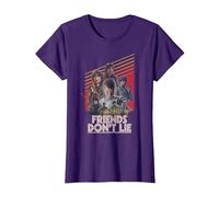 Stranger Things Friends Don't Lie Poster T-Shirt, Femme, Violet, S