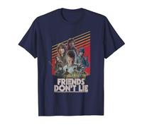 Stranger Things Friends Don't Lie Poster T-Shirt, Homme, Bleu Marine, 5XL