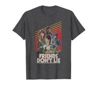 Stranger Things Friends Don't Lie Poster T-Shirt, Homme, Chiné Foncé, 5XL