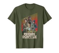 Stranger Things Friends Don't Lie Poster T-Shirt, Homme, Olive, XXL