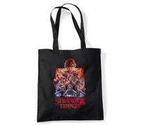 Stranger Things Group Poster Sac Fourre-Tout Réutilisable Pour Faire Ses Courses, Noire