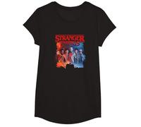 Stranger Things Hawkins Creel House Poster T-Shirt, Fille, Noir, S