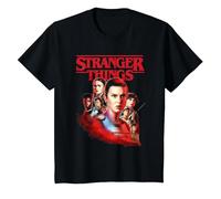 Stranger Things Hawkins Heroes Poster T-Shirt, Enfant, Noir, 6 Ans