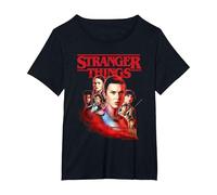 Stranger Things Hawkins Heroes Poster T-Shirt, Femme Grandes Tailles, Noir, 6X