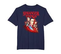 Stranger Things Hawkins Heroes Poster T-Shirt, Homme Grandes Tailles, Bleu Marine, 2X Tall
