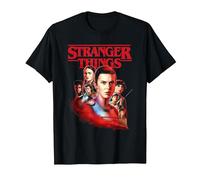 Stranger Things Hawkins Heroes Poster T-Shirt, Homme, Noir, XL