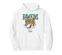 Stranger Things Hawkins High Tiger Mascot Sweat à Capuche, Unisexe pour Adultes, Blanc, S