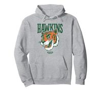 Stranger Things Hawkins High Tiger Mascot Sweat à Capuche, Unisexe pour Adultes, Gris Chiné, M