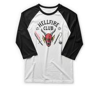 Stranger Things Hellfire Club T-Shirt, Blanc/Noir, S Homme