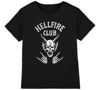 Stranger Things Hellfire Club Bones Kids T Shirt, Noir, 12-13 Ans Mixte