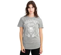 Stranger Things Hellfire Club Bones Ladies T Shirt, Athletic Heather, Medium
