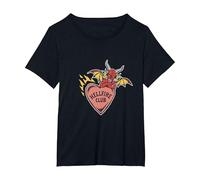 Stranger Things Hellfire Club Heart T-Shirt, Femme Grandes Tailles, Noir, 5X