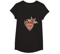 Stranger Things Hellfire Club Heart T-Shirt, Fille, Noir, S