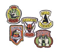 Stranger Things Hellfire Club Lot de 5 écussons thermocollants en tissu - Sous licence officielle avec Will the Wise & Dungeon Master