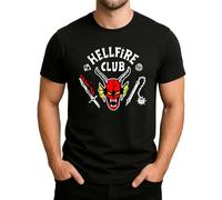 Stranger Things Hellfire Club - Motif de série emblématique avec Mystery Vibes, atmosphère rétro et sombre style années 80 I T-shirt pour homme, Noir , L