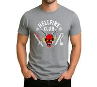 Stranger Things Hellfire Club - Motif de série emblématique avec Mystery Vibes, atmosphère rétro et sombre style années 80 I T-shirt pour homme, gris, 3XL