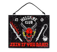 Stranger Things Hellfire Club Panneau mural réversible double face à suspendre | Plaque de porte prête à être accrochée