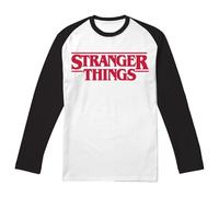Stranger Things Hellfire Club Raglan Ls Adult Long Sleeve Baseball T Shirt, White/Red, Small