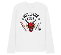 Stranger Things Hellfire Club Unisex Long Sleeve T Shirt, White, X-Large