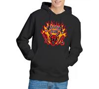 Stranger Things Hellfire Flames Unisex Hoodie, Black Hooded Sweatshirt, XXL